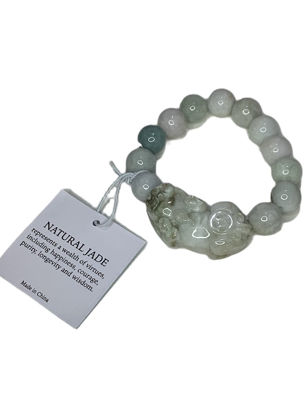 SJ Pearl Natural Jade Pixiu Stretch Bracelet New - Picture 3 of 3